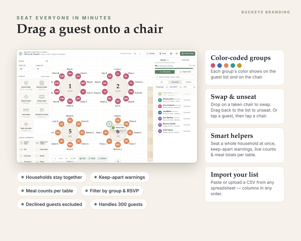 Wedding Planner Spreadsheet + Seating Chart Bundle digital download, preview image 5 of 6