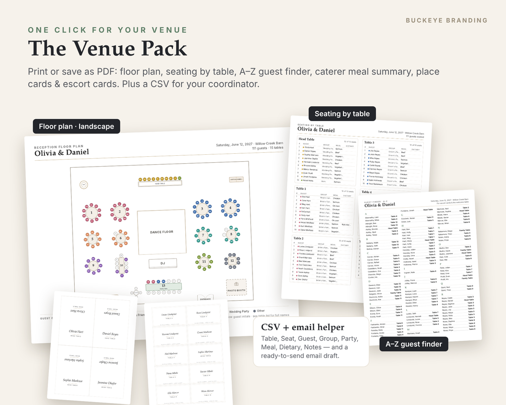Wedding Planner Spreadsheet + Seating Chart Bundle digital download, preview image 6 of 6
