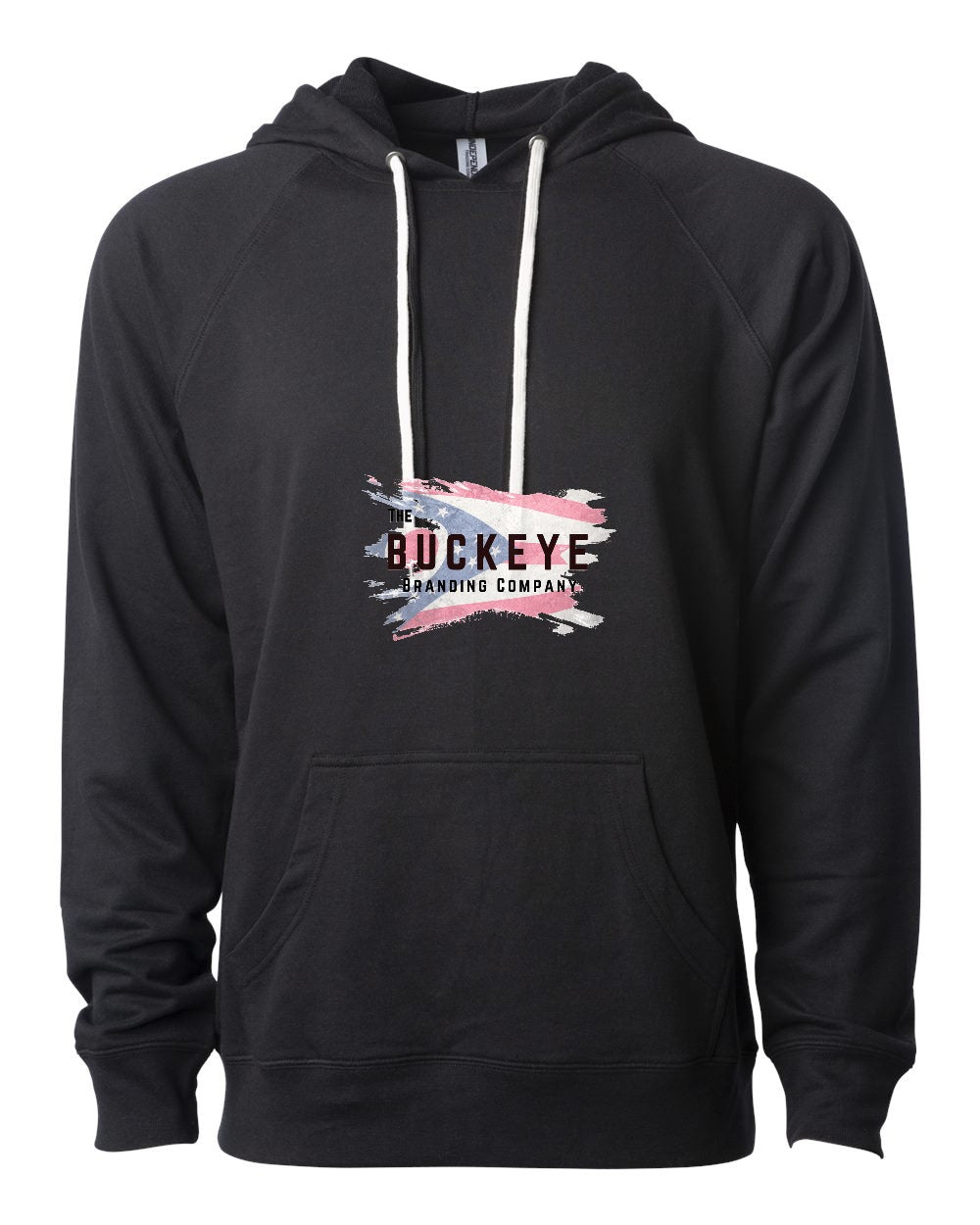 Independent Trading Lightweight Loopback Terry Hoodie in Black with custom logo