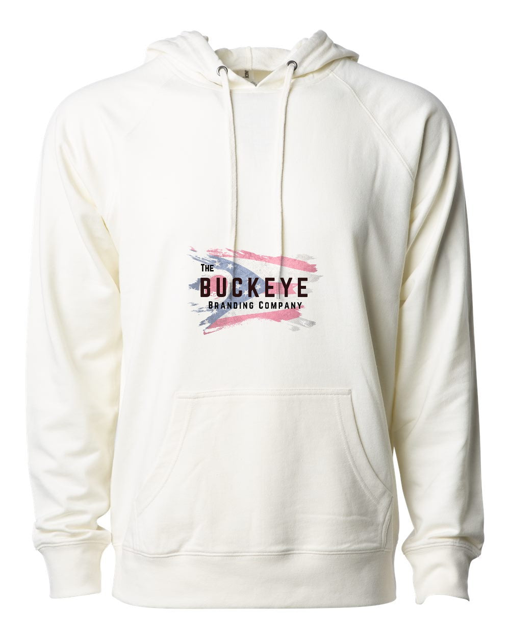 Independent Trading Lightweight Loopback Terry Hoodie in Bone with custom logo