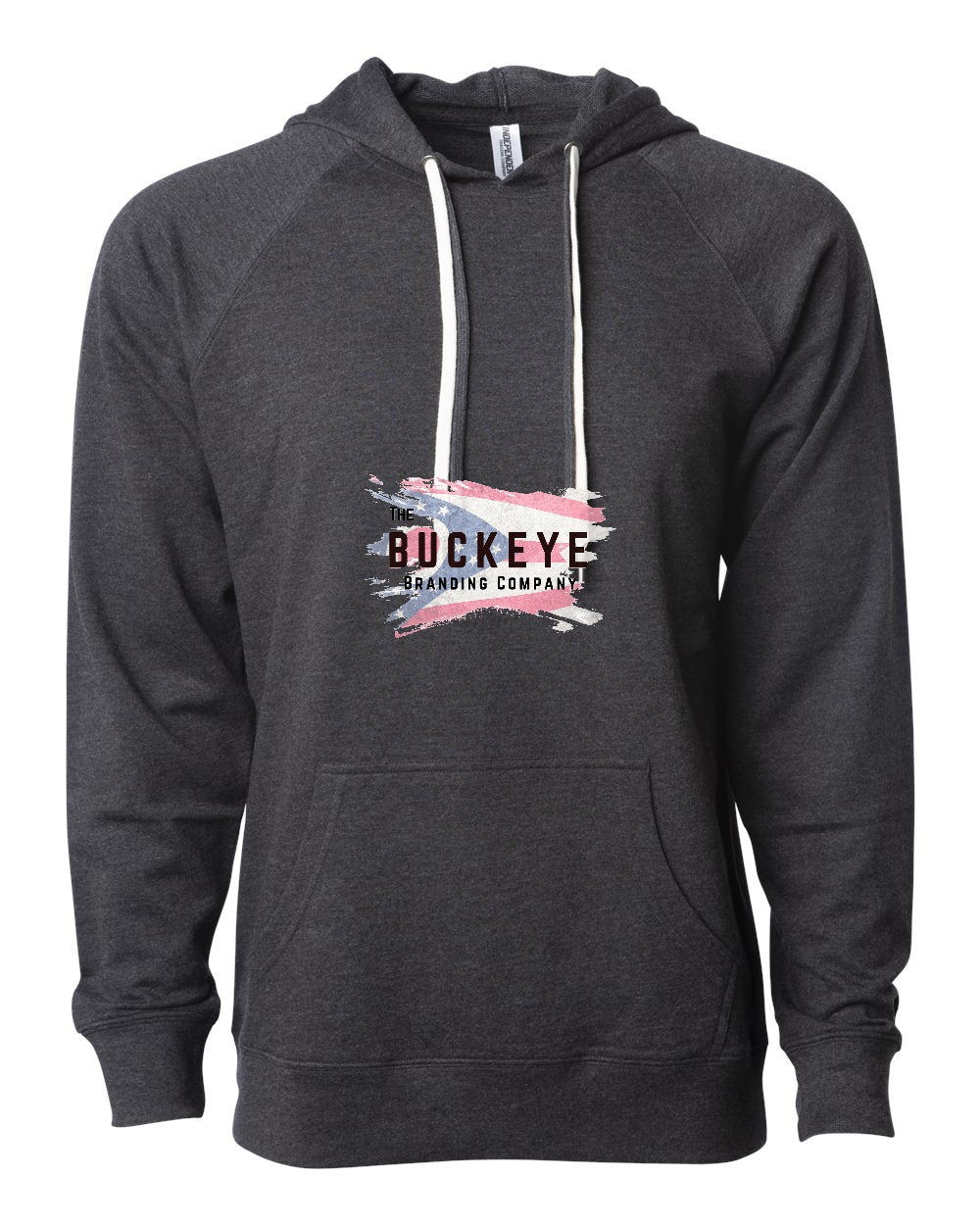 Independent Trading Lightweight Loopback Terry Hoodie in Charcoal Heather with custom logo
