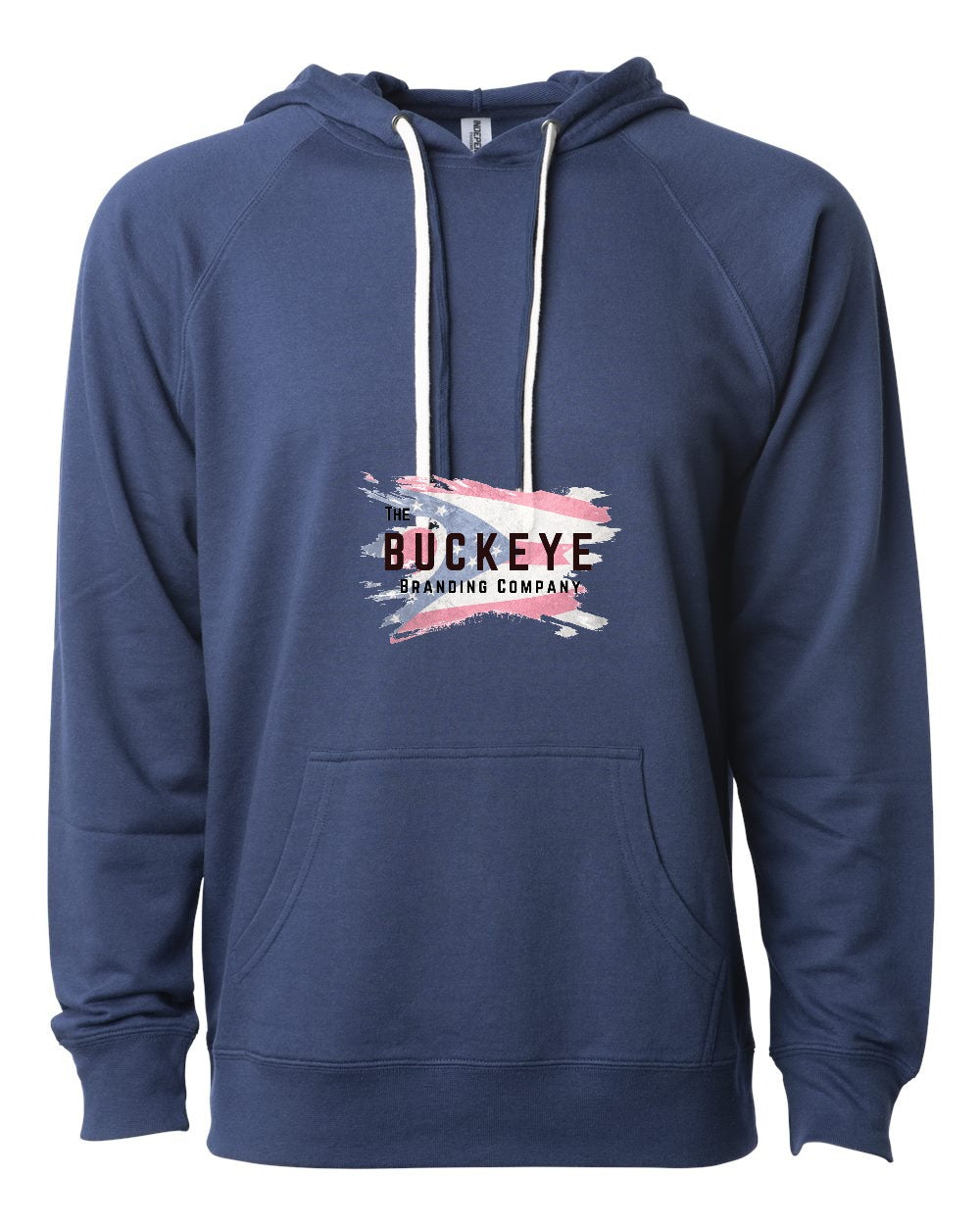 Independent Trading Lightweight Loopback Terry Hoodie in Indigo with custom logo