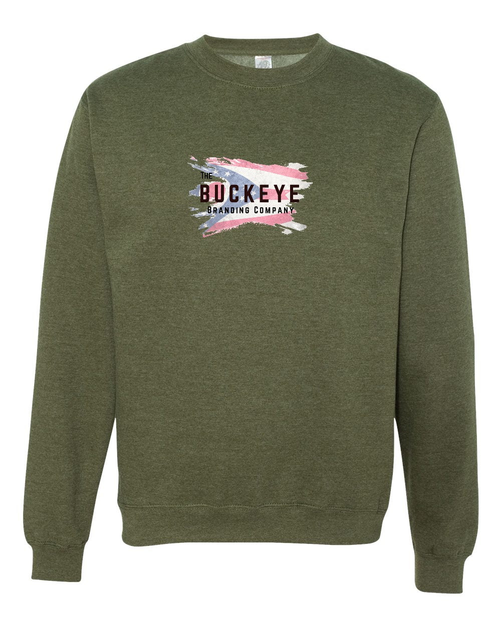 Independent Trading Midweight Crewneck Sweatshirt in Army Heather with custom logo
