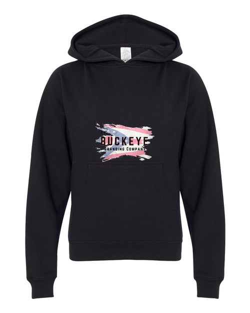 Independent Trading Youth Midweight Hoodie in Black with custom logo