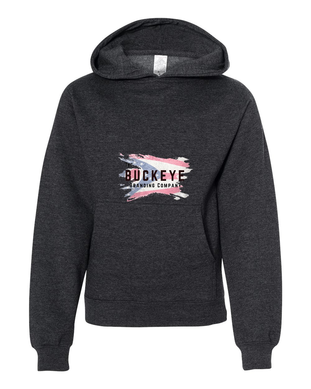 Independent Trading Youth Midweight Hoodie in Charcoal Heather with custom logo