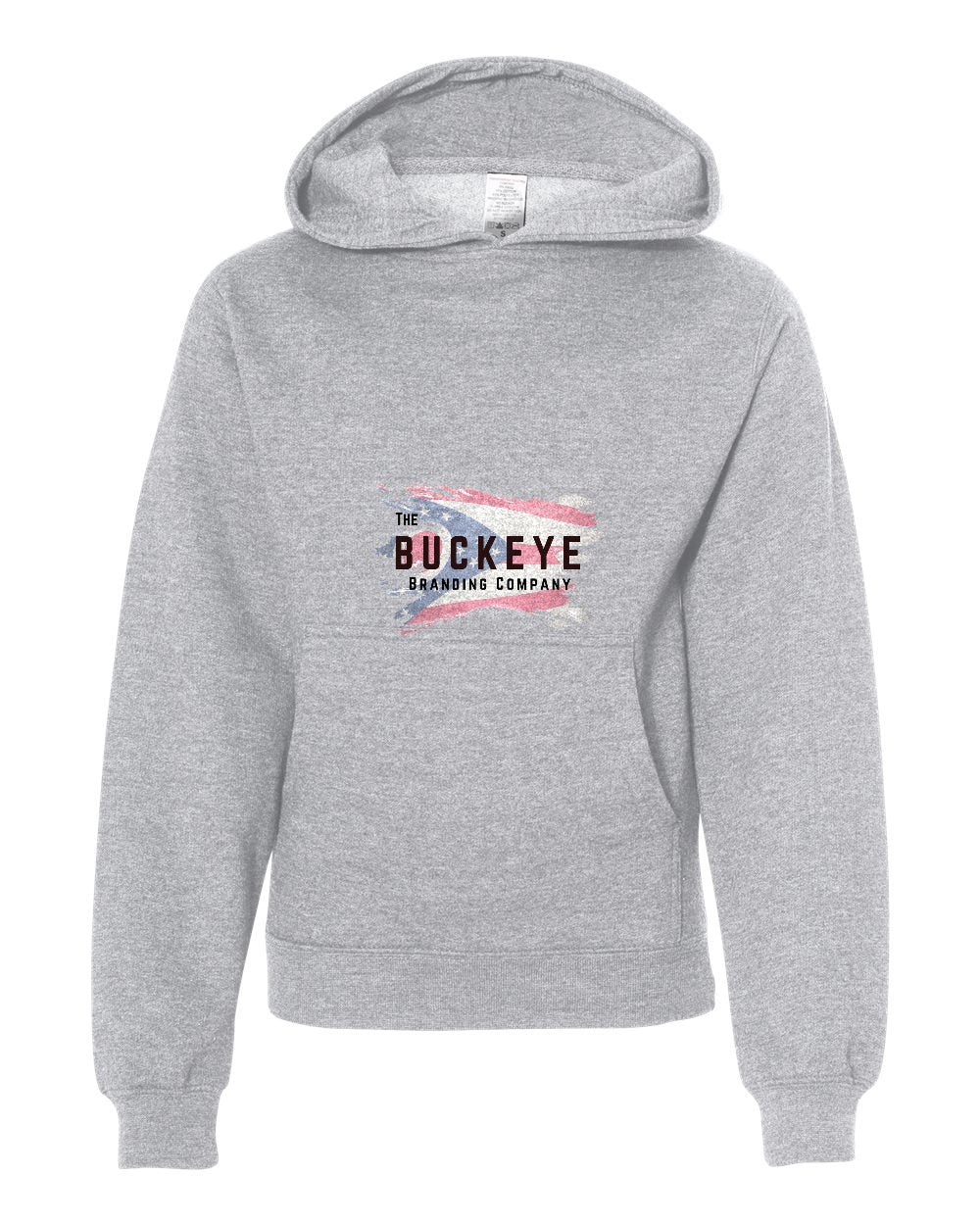 Independent Trading Youth Midweight Hoodie in Grey Heather with custom logo