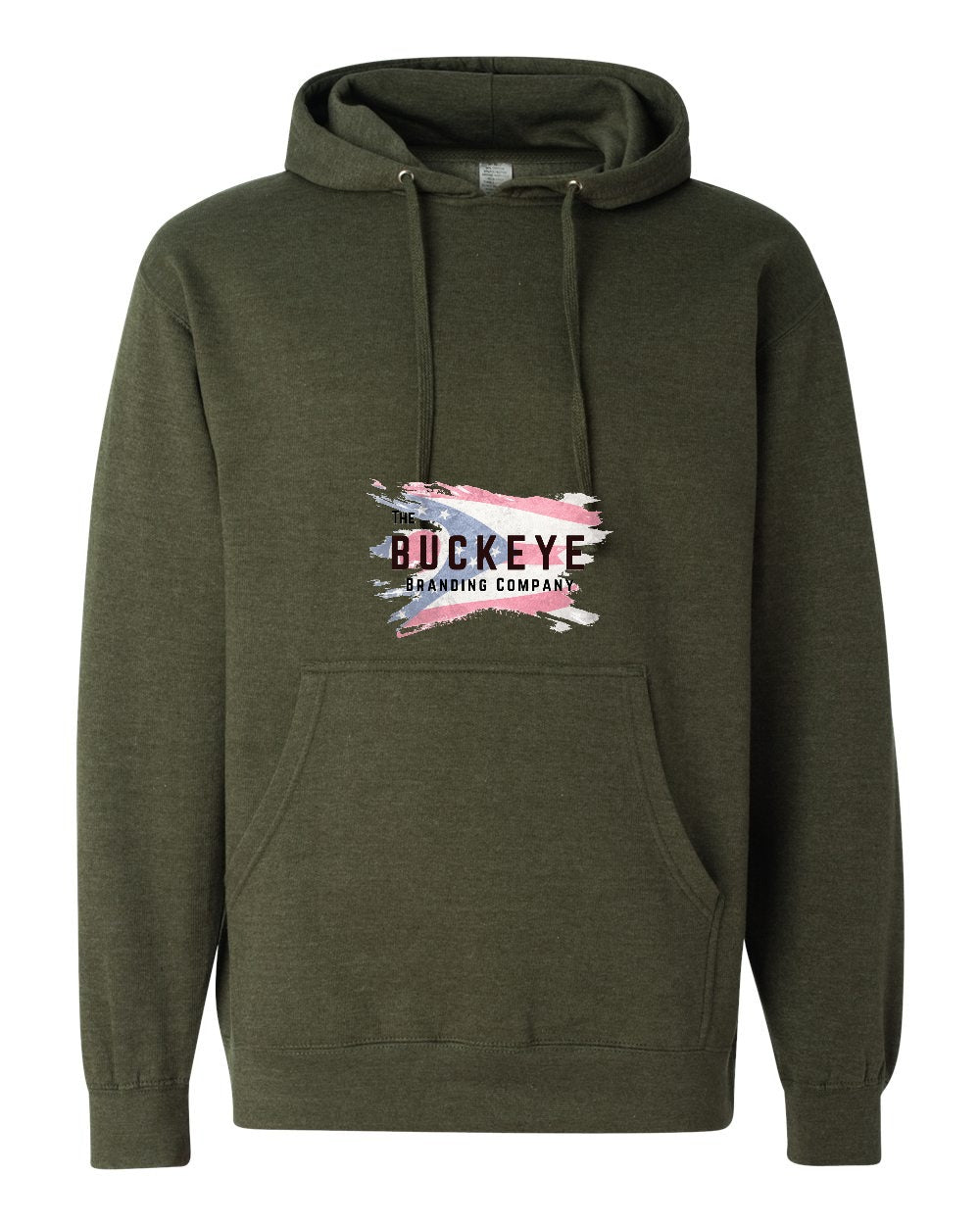 Independent Trading Midweight Hoodie in Army Heather with custom logo