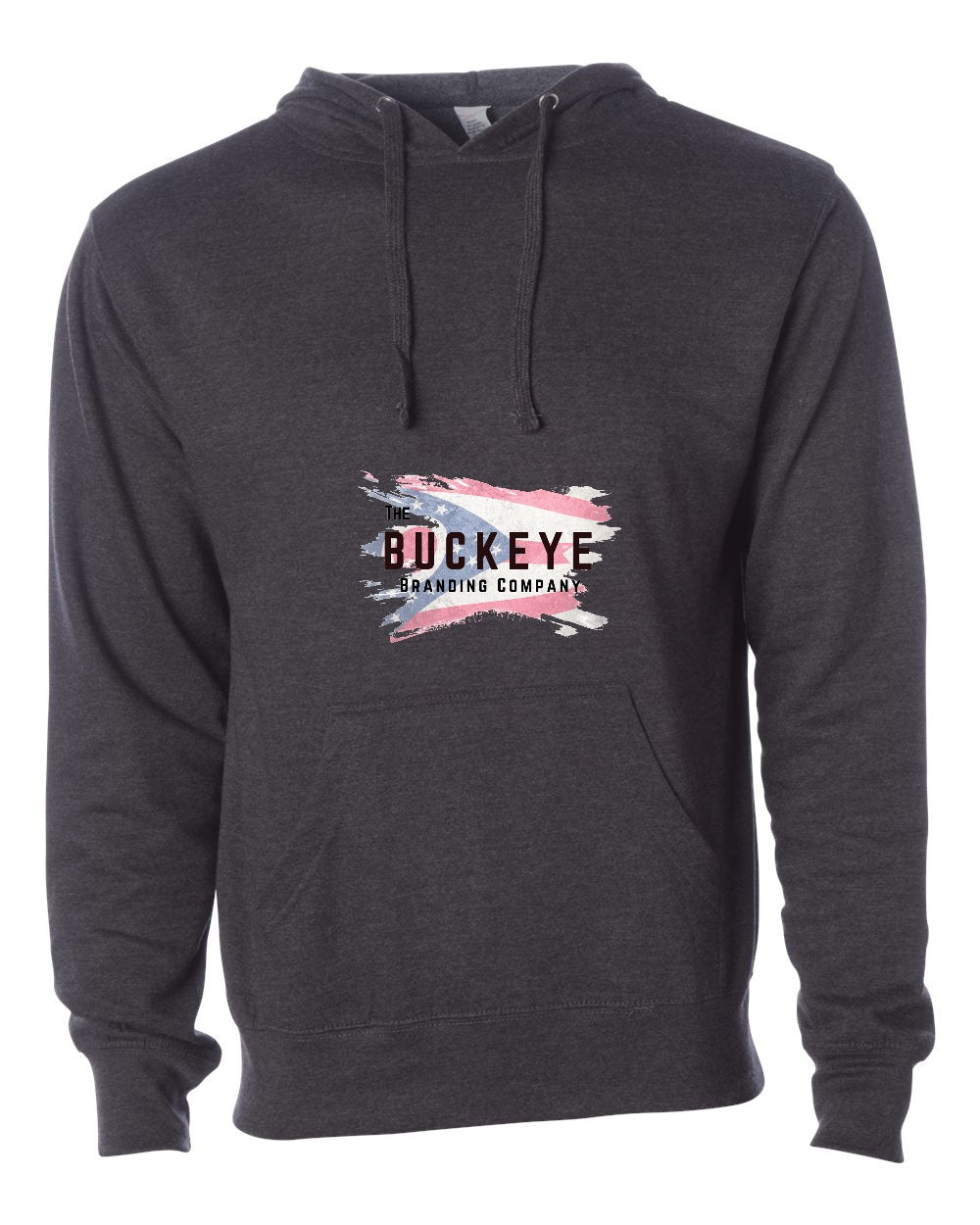 Independent Trading Midweight Hoodie in Charcoal Heather with custom logo