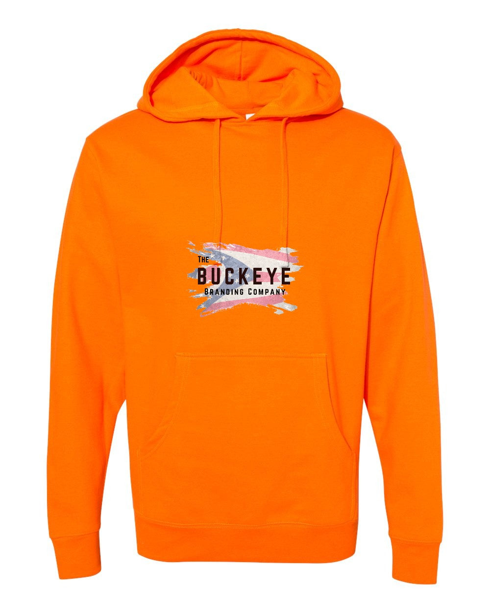 Independent Trading Midweight Hoodie in Safety Orange with custom logo