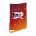 5 x 8 in. gold acrylic wedge award, UV printed with a full-color sample logo