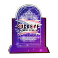 8 in. gateway jade dome glass award on a rosewood finish base, UV printed with a full-color sample logo