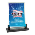 8 in. rectangle glass award on a black marble base, UV printed with a full-color sample logo