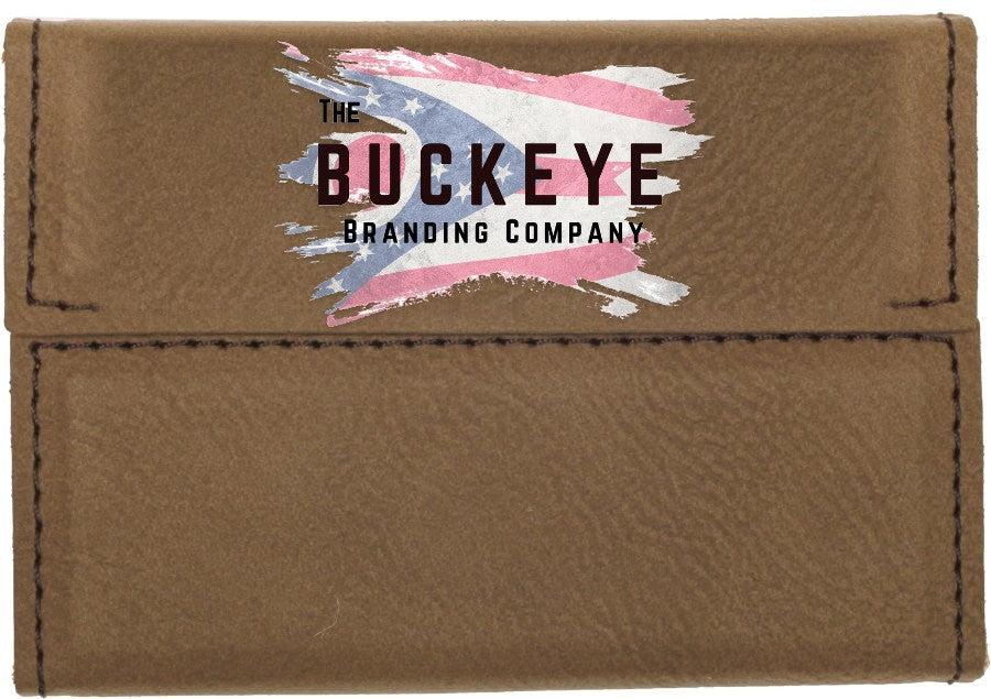 Leatherette business card holder in Dark Brown, UV printed with a full-color sample logo