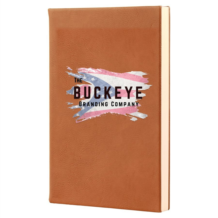 Leatherette journal in Rawhide, UV printed with a full-color sample logo
