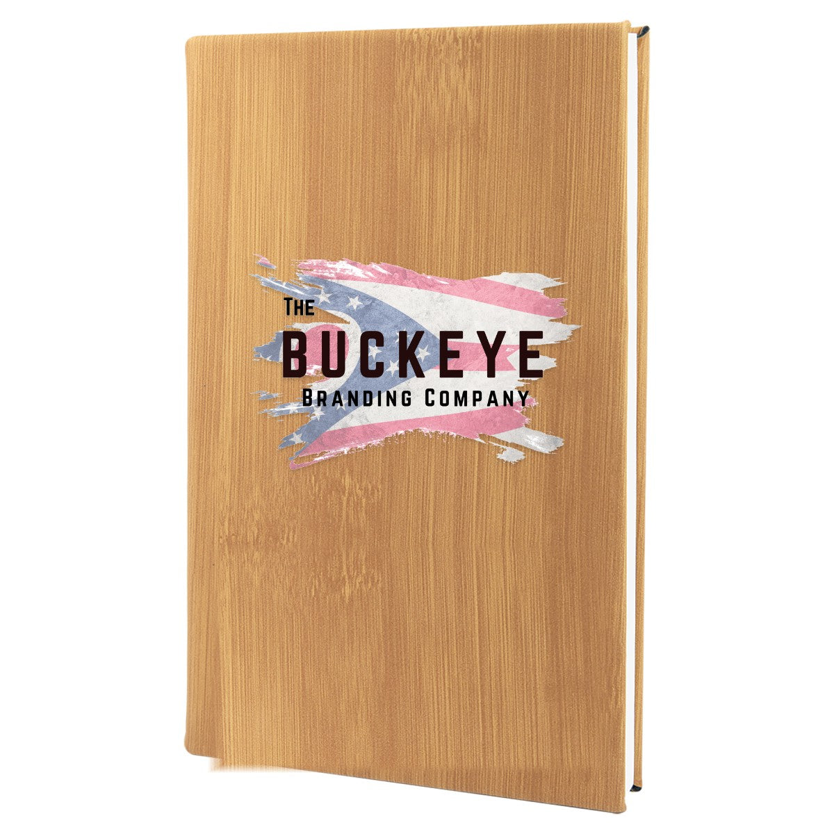 Leatherette journal in Bamboo, UV printed with a full-color sample logo
