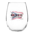 15 oz. stemless wine glass, UV printed with a full-color sample logo