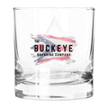 11 oz. heavy base rocks glass, UV printed with a full-color sample logo