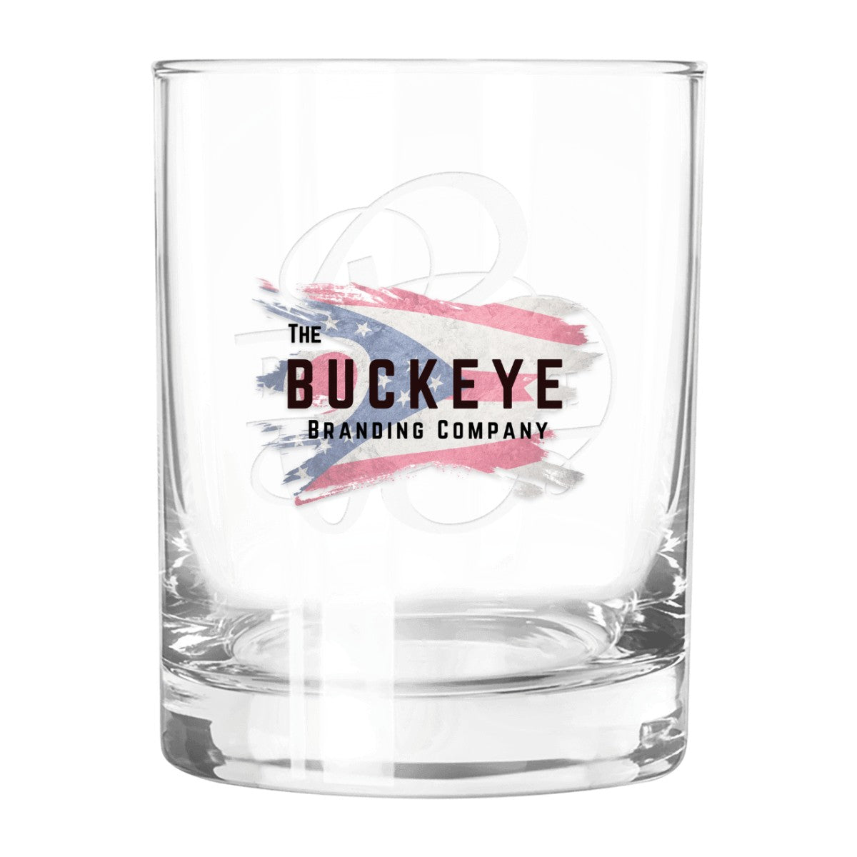 13.5 oz. heavy base double old fashioned glass, UV printed with a full-color sample logo