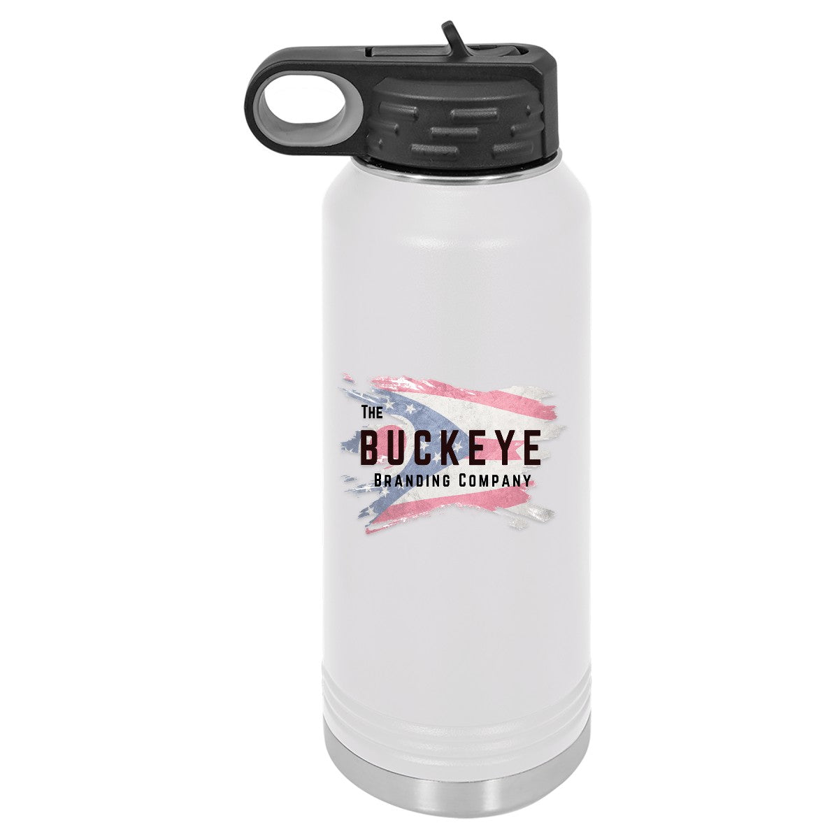 32 oz. insulated water bottle in White, UV printed with a full-color sample logo
