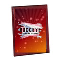 8 x 10 in. rosewood piano finish floating acrylic plaque, UV printed with a full-color sample logo