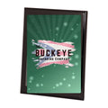 8 x 10 in. black piano finish floating acrylic plaque, UV printed with a full-color sample logo