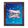 12 x 15 in. cherry finish frame perpetual plaque with gold background and 12 black brass plates, UV printed with a full-color sample logo