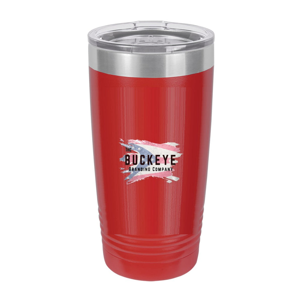 20 oz. ringneck tumbler in Red, UV printed with a full-color sample logo