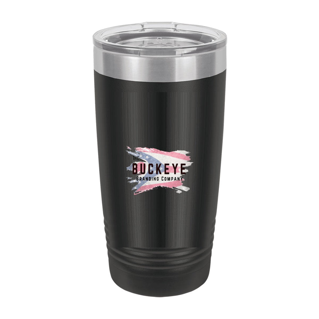 20 oz. ringneck tumbler in Black, UV printed with a full-color sample logo