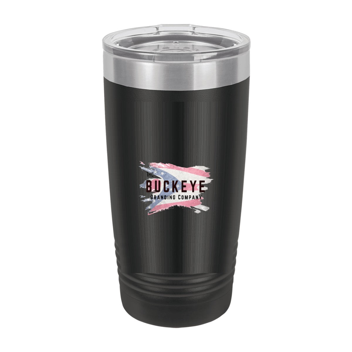 20 oz. ringneck tumbler in Black, UV printed with a full-color sample logo