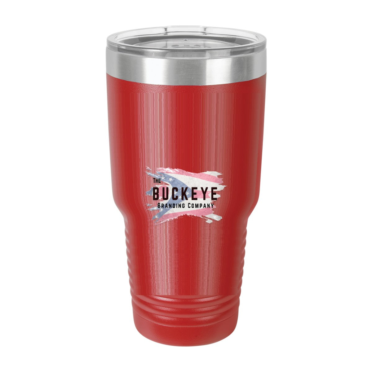 30 oz. ringneck tumbler in Red, UV printed with a full-color sample logo