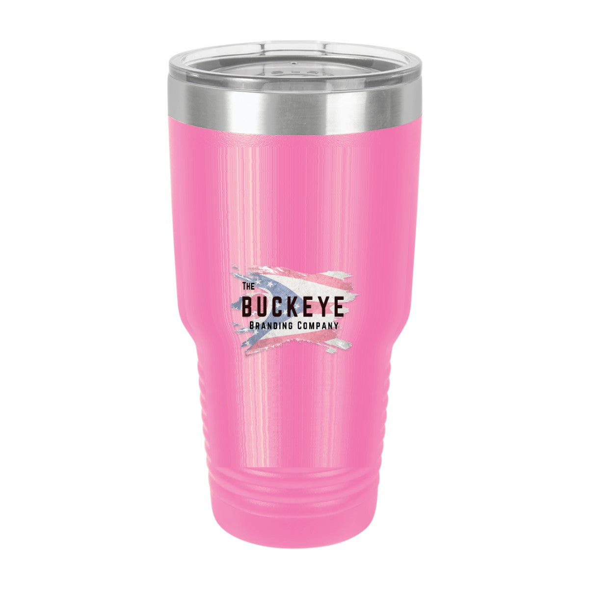 30 oz. ringneck tumbler in Pink, UV printed with a full-color sample logo