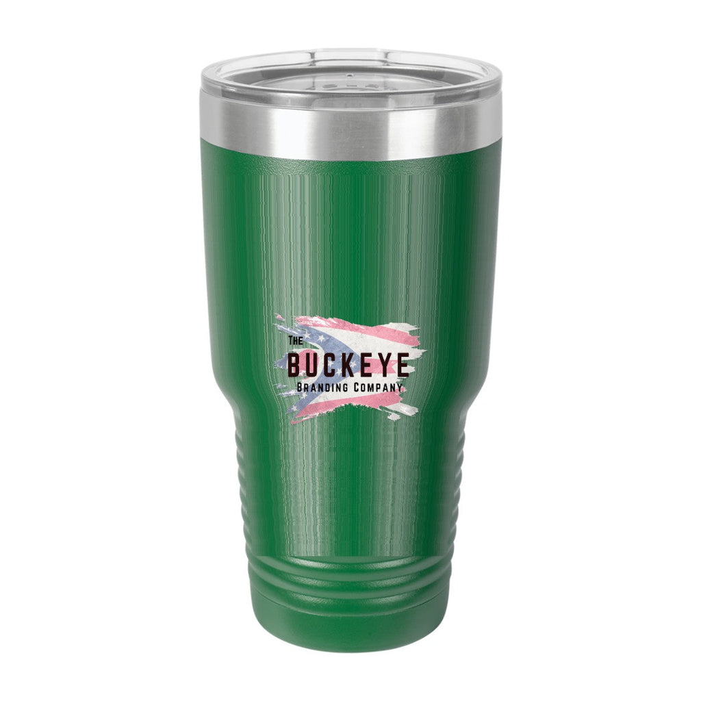 30 oz. ringneck tumbler in Green, UV printed with a full-color sample logo