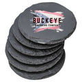 Round slate coaster set, UV printed with full-color sample designs