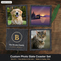 Set of 4 slate coasters printed with photos and designs (sample mockup)
