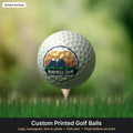 Golf ball printed with a full-color logo on a tee (sample mockup)