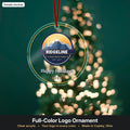Clear acrylic ornament with full-color business logo (sample mockup)