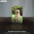 Clear acrylic pet memorial photo block with dog photo (sample mockup)