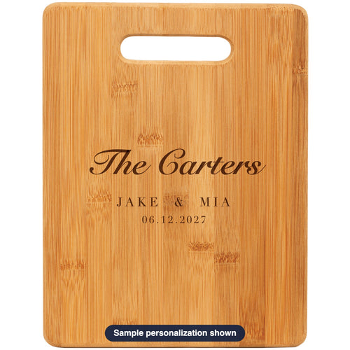Personalized Bamboo Cutting Board with sample personalization (mockup)