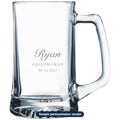 Engraved 25 oz. Glass Beer Mug with sample personalization (mockup)