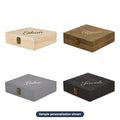 Engraved Wood Cigar Box with sample personalization (mockup)
