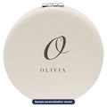 Engraved Leatherette Compact Mirror with sample personalization (mockup)