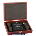 Engraved Flask Set in Wood Presentation Box with sample personalization (mockup)