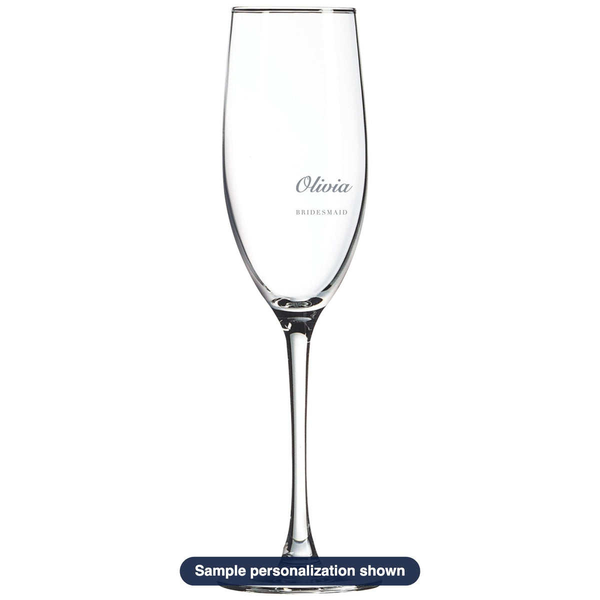 Engraved Champagne Flute with sample personalization (mockup)