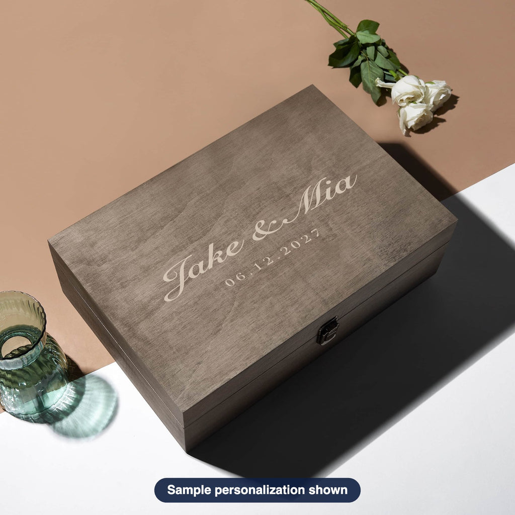 Engraved Wood Keepsake Box with sample personalization (mockup)
