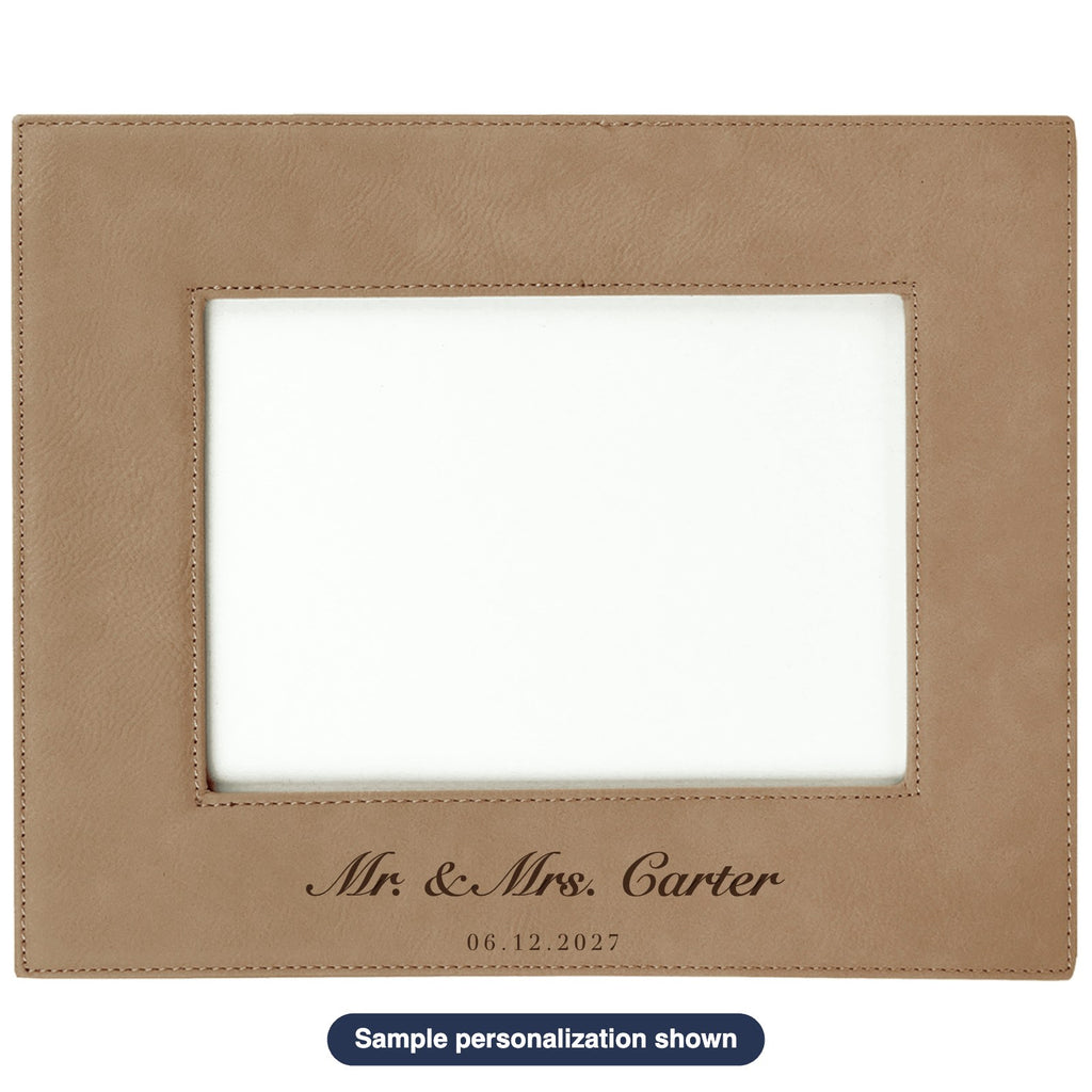 Engraved Leatherette Photo Frame with sample personalization (mockup)