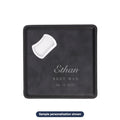 Engraved Leatherette Bottle Opener Coaster with sample personalization (mockup)