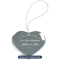 Engraved "Our First Christmas" Wedding Ornament with sample personalization (mockup)