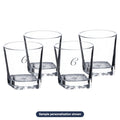 Engraved Rocks Glasses Set of 4 in Gift Box with sample personalization (mockup)