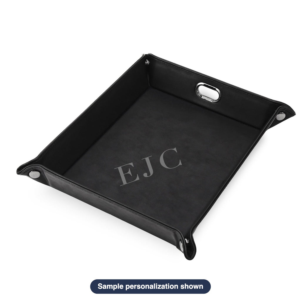 Engraved Leatherette Valet Tray with sample personalization (mockup)
