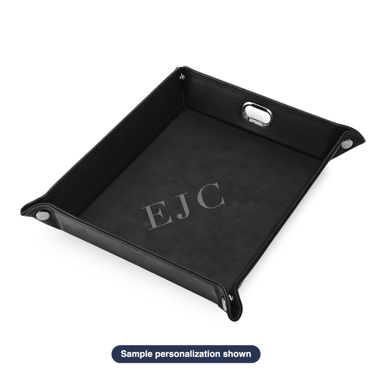 Engraved Leatherette Valet Tray with sample personalization (mockup)